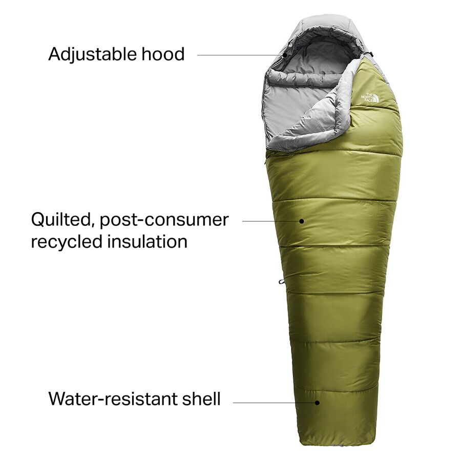 (取寄)ノースフェイス ワサッチ スリーピング バッグ 0F シンセティック The North Face Wasatch Sleeping Bag: 0F Synthetic Calla Green/Zinc Grey