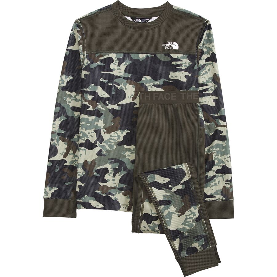 (取寄)ノースフェイス ボーイズ プリンテッド ワッフル ベースレイヤー— セット - キッズ The North Face Boy's Printed Waffle Baselayer Set - Kids' New Taupe Green Never Stop Camo Print