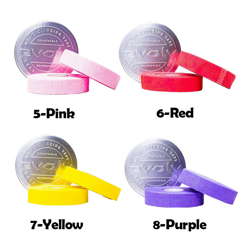 ���ܥ�� �ޥ��å��ե��󥬡��ơ��� 19mm ���饤�ߥ� �ܥ����� �ơ��ԥ� ���꡼�� �֥�å� �֥롼 ����� �ԥ� ��å� �������� �ѡ��ץ� Evolv Magic Climbing Finger Tape Black Blue Green Orange Pink Red Yellow Purple