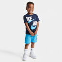 (取寄) ナイキ ボーイズ トドラー HBR T-シャツ アンド フレンチ テリー カーゴ ショーツ セット Boys' Toddler Nike HBR T-Shirt and French Terry Cargo Shorts Set navy/aqua 76J213_F85