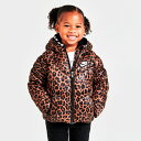 (取寄) ナイキ ガールズ トドラー プリンテッド フーデット パファー ジャケット Girls' Toddler Nike Printed Hooded Puffer Jacket archaeo brown 26J949_X1I