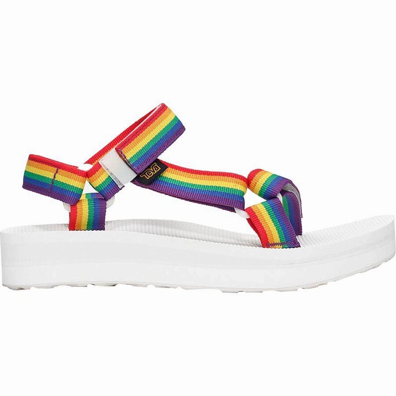 (取寄)テバ レディース ミッドフォーム ユニバーサル プライド サンダル Teva Women Midform Universal Pride Sandal Rainbow/White