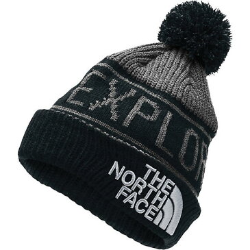 (取寄)ノースフェイス ユース レトロ エクスプロア ポン ビーニー The North Face Youth Retro Explore Pom Beanie TNF Black/TNF Medium Grey Heather