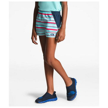 (取寄)ノースフェイス ガールズ クラス V ウォーター 3 インチ ショート The North Face Girls' Class V Water 3 Inch Short Mint Blue Multi Thin Stripe Print
