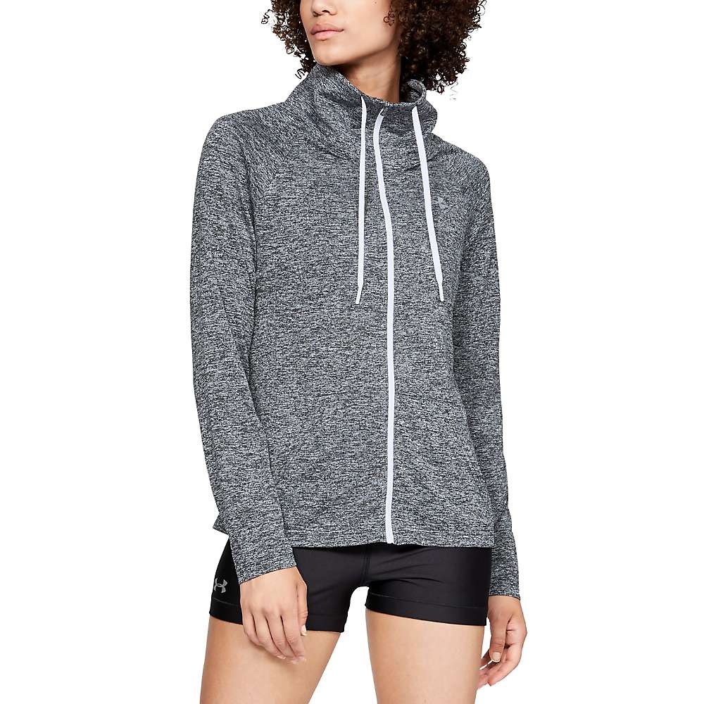 () ޡ ǥ ƥå ե른å ĥ ȥå Under Armour Women's Tech Full Zip Twist Top Black / White / Metallic Silver