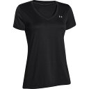 (取寄) アンダーアーマー ウィメンズ Ua テック ソリッド V-ネック Ss トップ Under Armour Under Armour Women's UA Tech Solid V-Neck SS Top Black / Metallic Silver