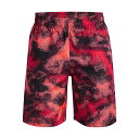 (取寄) アンダーアーマー ボーイズ ウーブン プリンテッド ショート Under Armour Boys' Woven Printed Short Black / After Burn / Black