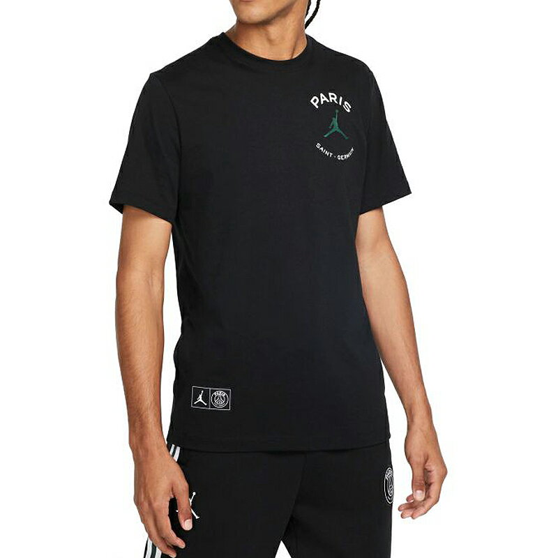 NIKE JORDAN PSG ナイキ ジョーダン パリサンジェルマン メンズ Tシャツ ブラック DB6514-010 半袖 バックプリント コットン 綿100％ Nike Jordan Men's PSG Logo T-Shirt Black Green 送料無料