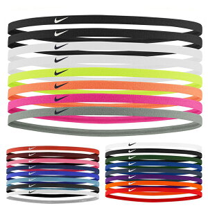 NIKE ナイキ 細い ヘアバンド レディース スキニー ヘッドバンド スポーツ 8本セット 8色パック マルチカラー Nike Skinny Hairbands 8 Pack