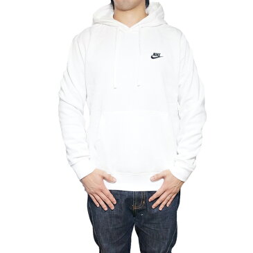 NIKE パーカー ナイキ メンズ 裏起毛 スウェットパーカー クラブ プルオーバー フーディ Nike Men's Club Pullover Hoodie White/Black 送料無料