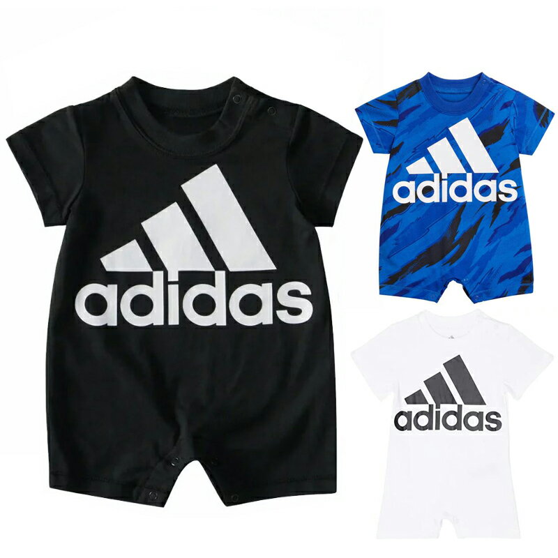 ベビーファッション, カバーオール・ロンパース  3-18 0 1 2 adidas Boys Kids Cotton Shortie Romper (Infant) Black