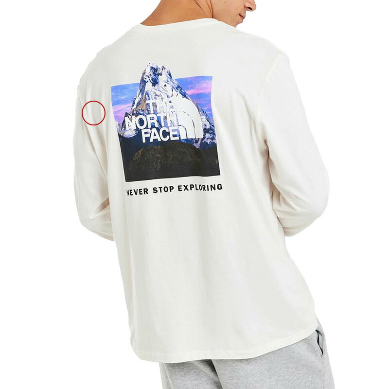 【訳あり アウトレット】ノースフェイス メンズ 長袖Tシャツ ロンT Tシャツ 白 ホワイト 男性 男性用 アウトドア スポーツ キャンプ 登山 ランニング バックプリント ロゴ おしゃれ ブランド 大きいサイズ The North Face Men's Box NSE T-Shirt GardeniaWhite/PhotoRealGra