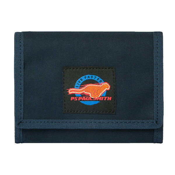 ポールスミス メンズ ネイビー ライブ ファスター パッチ トライフォールド ウォレット Paul smith Men's Navy 'Live Faster' Patch Tri-Fold Wallet