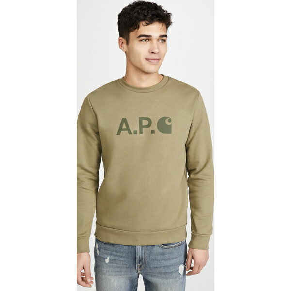 (取寄)アーペーセー アーペーセー x カーハート WIP クルー ネック スウェットシャツ A.P.C. A.P.C. x Carhartt WIP Crew Neck Sweatshirt Khaki