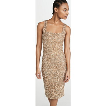 (取寄)アリス アンド オリビア レディース ヘレン シークイン フィッティド スクエア ネック ドレス alice + olivia Women's Helen Sequin Fitted Square Neck Dress PaleGold