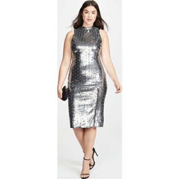 (取寄)アリス アンド オリビア レディース マリカ シークイン エンベリッシュ スリーブレス ドレス alice + olivia Women's Malika Sequin Embellished Sleeveless Dress Silver