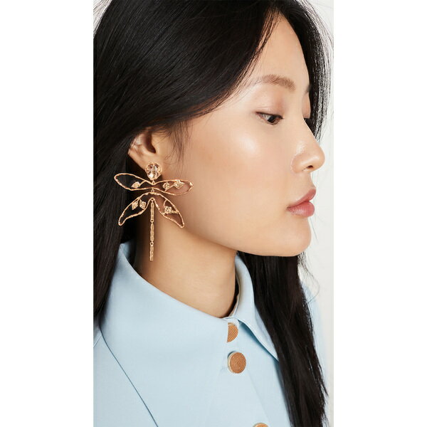 メッキ (取寄)トリーバーチ レディース トンボ ピアス Tory Burch Women's Dragonfly Earrings  RolledBrass Clear：ジェットラグ