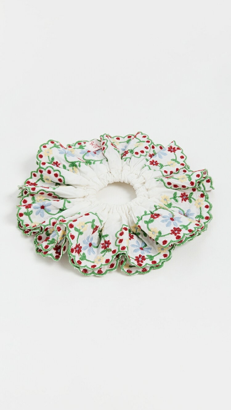 (取寄) ルル エンブロイダー スクランチー Damson Madder Lulu Embroidered Scrunchie white