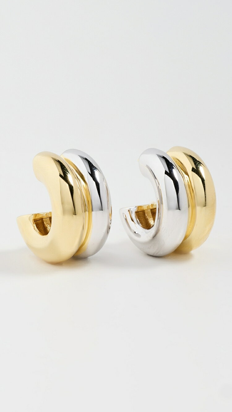 (取寄) トゥー トーン ダブル フープ イヤリングス Martha Calvo Two Tone Double Hoop Earrings gold/..