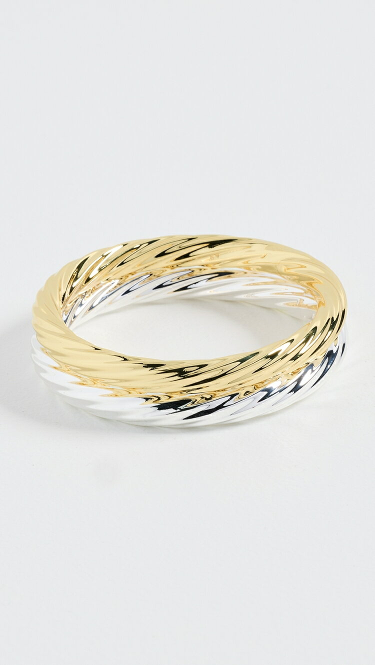 (取寄) アルジェント ヴィーヴォ TT ツイスト バングル セット Argento Vivo TT Twist Bangle Set gold/silver