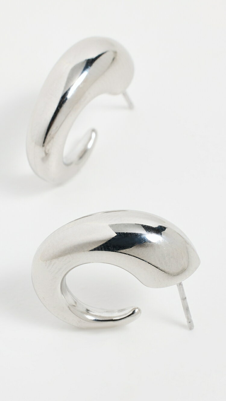 (取寄) バイ アディナ イーデン ソリッド バブル エロンゲート フープ イヤリングス By Adina Eden Solid Bubble Elongated Hoop Earrings silver(4)