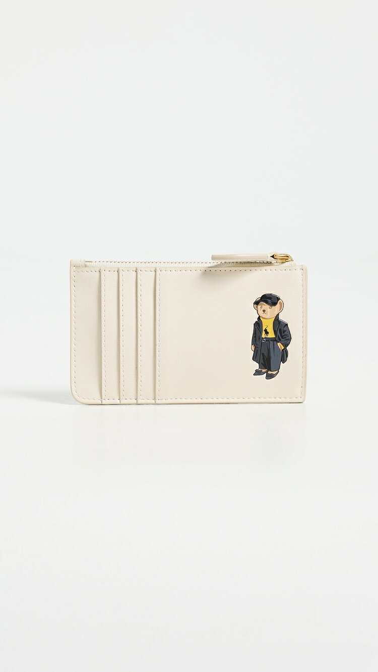 (取寄) ラルフローレン ホリディ ポロ ベアー レザー ジップ カード ケース Polo Ralph Lauren Holiday Polo Bear Leather Zip Card Case ivory