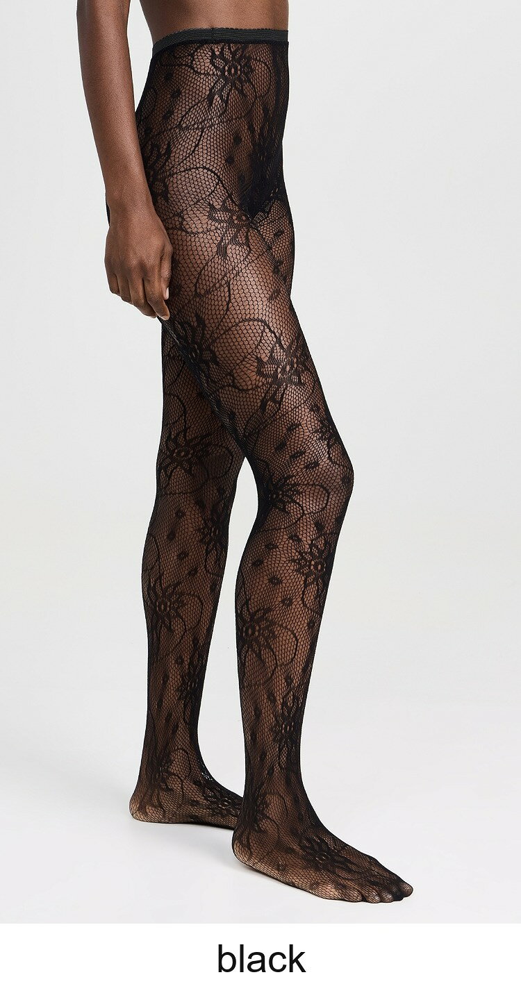 (取寄) ステムス ワイルド フラワー フィッシュネット タイツ Stems Wild Flower Fishnet Tights black