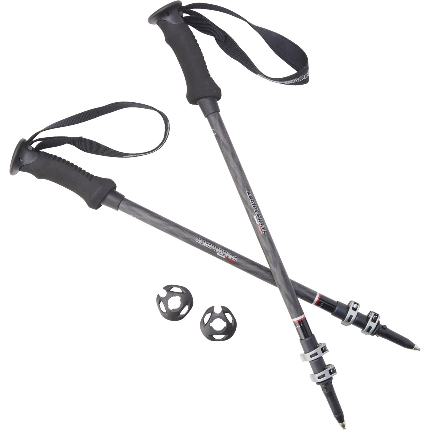 (取寄) コンパーデル サミット カーボン コンパクト トレッキング ポールズ - ペア Komperdell Summit Carbon Compact Trekking Poles - Pair Black