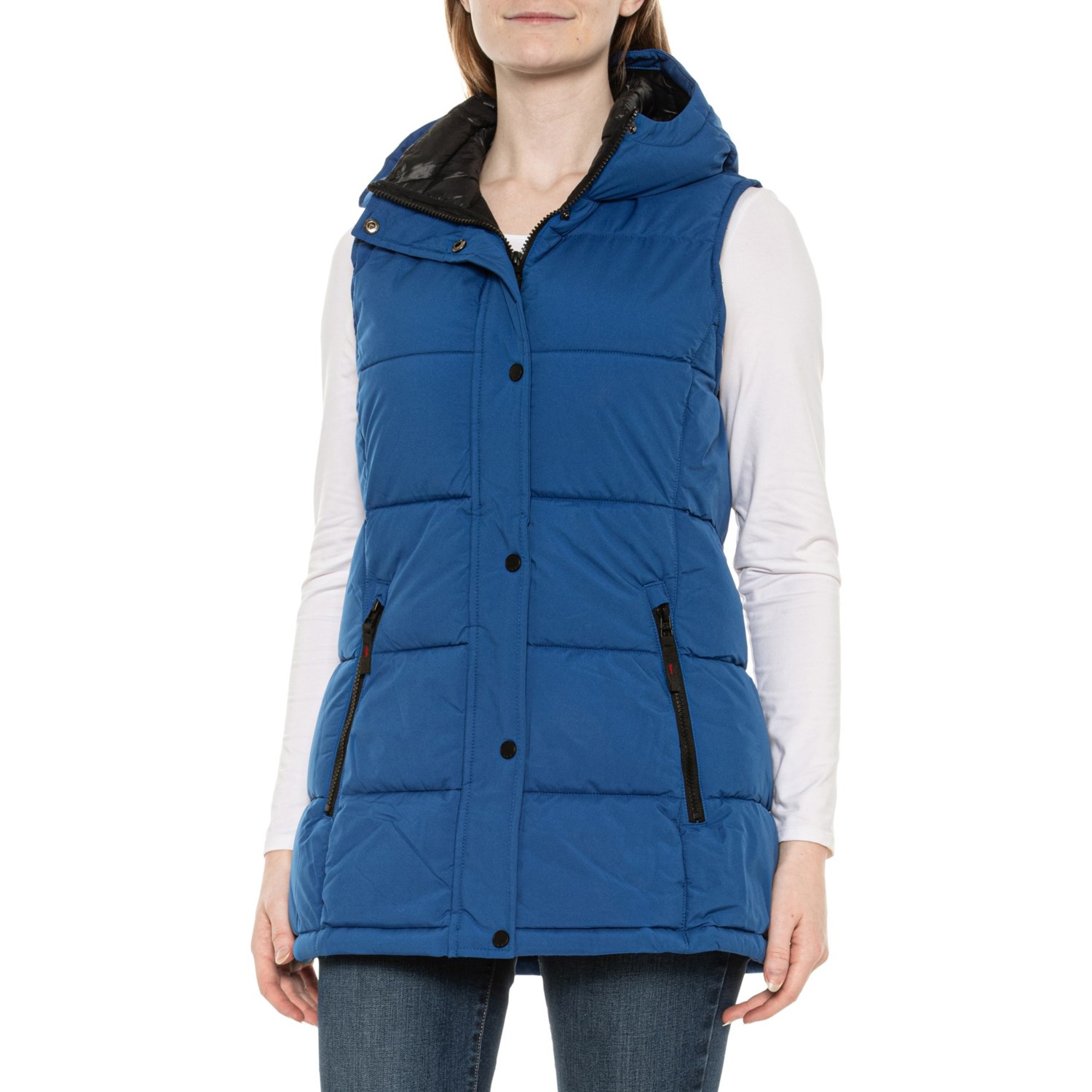 (取寄) HFX メカニカル ストレッチ ショート フーデット ベスト - インサレーテッド HFX Mechanical Stretch Short Hooded Vest - Insulated Cobalt