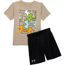 (取寄) アンダーアーマー リトル ボーイズ テック ロゴ Tシャツ アンド ショーツ セット - ショート スリーブ Under Armour Little ...