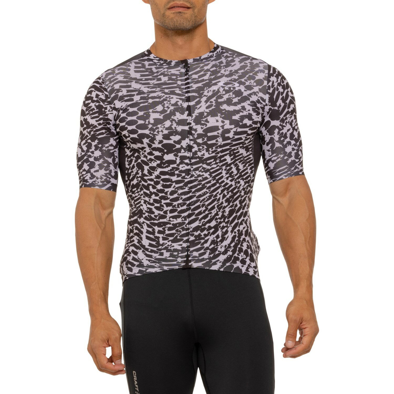 (取寄) オークリー エンデュランス ダズル カモ サイクリング ジャージ - Upf 50以上, ショート スリーブ Oakley Endurance Dazzle Camo Cycling Jersey - UPF 50+, Short Sleeve Abstract Black/Grey