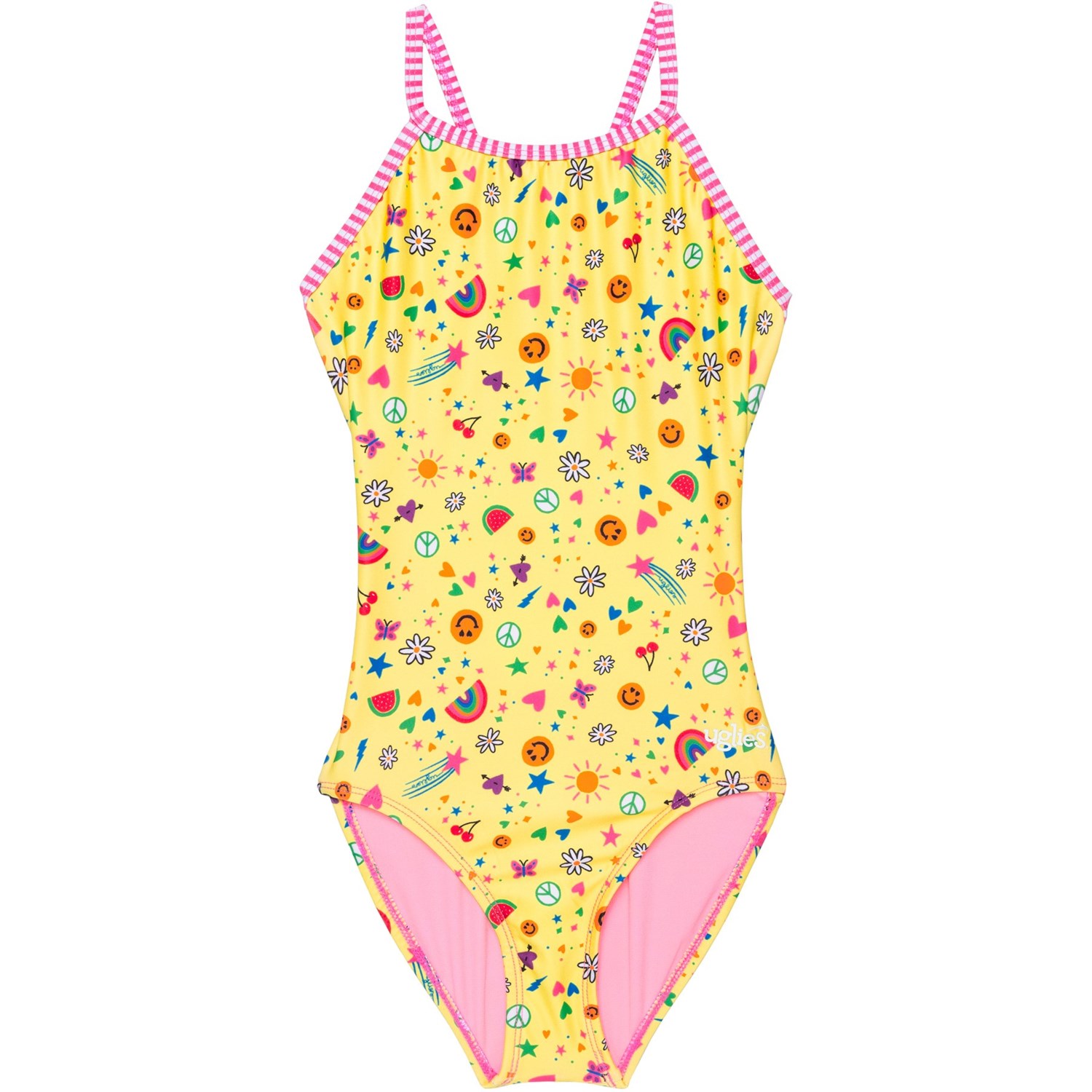 (取寄) ドルフィン ビッグ ガールズ プリンテッド ワンピース スイムスーツ - Upf 50+ Dolfin Big Girls Printed One-Piece Swimsuit - UPF 50+ Smile
