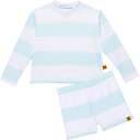 (取寄) ライラアンドジャック インファント ガールズ ラッシュ ガード アンド ショーツ セット - Upf 50, ロング スリーブ LILA AND JACK Infant Girls Rash Guard and Shorts Set - UPF 50, Long Sleeve Light Blue Stripes