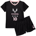 (取寄) リトル ガールズ ハイ-パフォーマンス T-シャツ アンド ショーツ セット - ショート スリーブ MESSI COLLECTION Little Girls High-Performance T-Shirt and Shorts Set - Short Sleeve Black