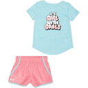 (取寄) アンダーアーマー リトル ガールズ ツイスト シャツ アンド ウーブン ショーツ セット - ショート スリーブ Under Armour Little Girls Twist Shirt and Woven Shorts Set - Short Sleeve Stream