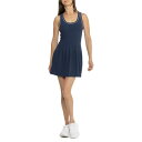 (取寄) ヨガリシャス プリーツ テニス セット アンド スイング ドレス - スリーブレス, ビルト-イン ショーツ Yogalicious Nudetech Pleated Tennis Set and Swing Dress - Sleeveless, Built-In Shorts Naval Academy/White(4)