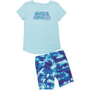 (取寄) アンダーアーマー リトル ガールズ プリンテッド T-シャツ アンド バイク ショーツ セット - ショート スリーブ Under Armour Little Girls Printed T-Shirt and Bike Shorts Set - Short Sleeve Stream