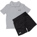 (取寄) アンダーアーマー トドラー ボーイズ ポロ シャツ アンド ショーツ セット - ショート スリーブ Under Armour Toddler Boys Polo Shirt and Shorts Set - Short Sleeve Steel