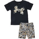 (取寄) アンダーアーマー リトル ガールズ プリンテッド T-シャツ アンド バイク ショーツ セット - ショート スリーブ Under Armour Little Girls Printed T-Shirt and Bike Shorts Set - Short Sleeve Black
