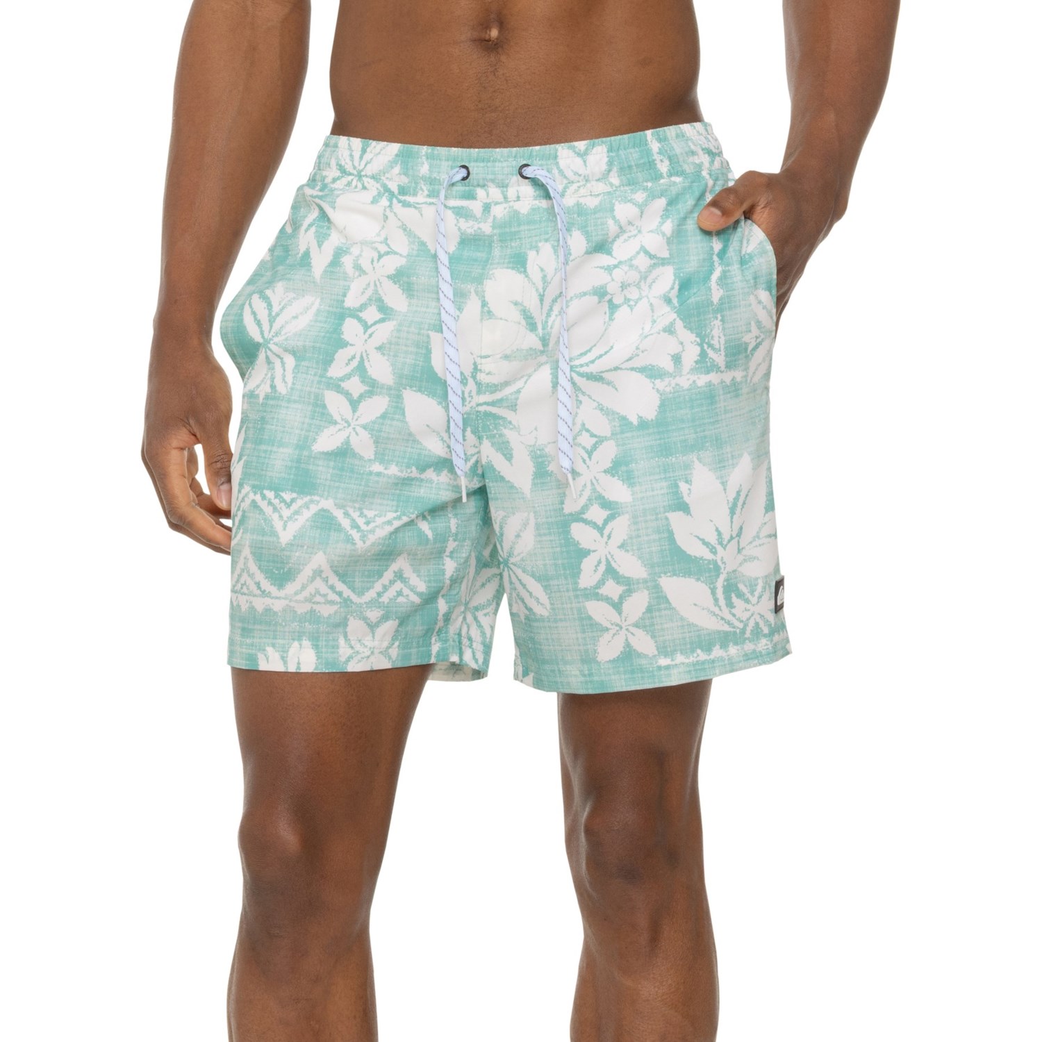 (取寄) クイックシルバー ハワイアン プリント ボレー スイム ショーツ Quiksilver Halton Hawaiian Print Volley Swim Shorts Jade Grey