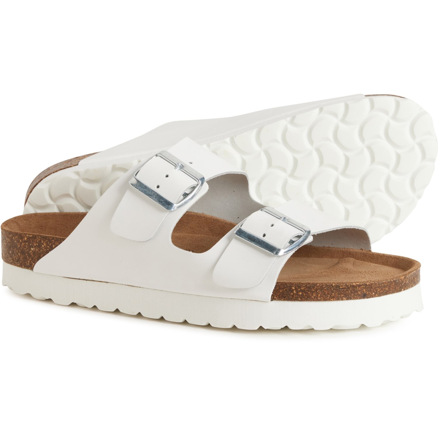 () ƥƥ ǥ ᥤ  ڥ 2-Х Хå եåȥե  Autenti women Made in Spain 2-Band Buckle Flatform Sandals (For Women) White