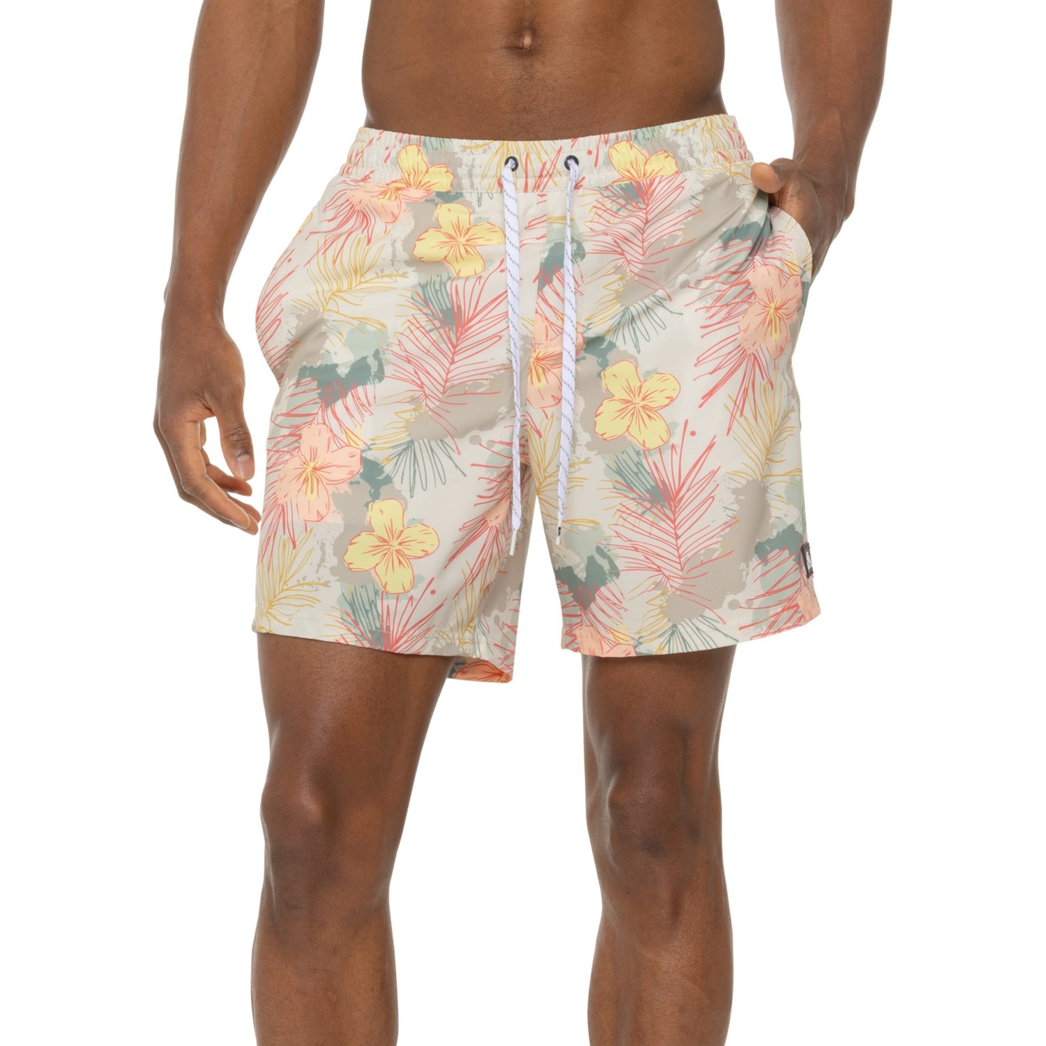 (取寄) クイックシルバー デューク フローラル プリント ボレー スイム ショーツ Quiksilver Duke Floral Print Volley Swim Shorts Silver Birch