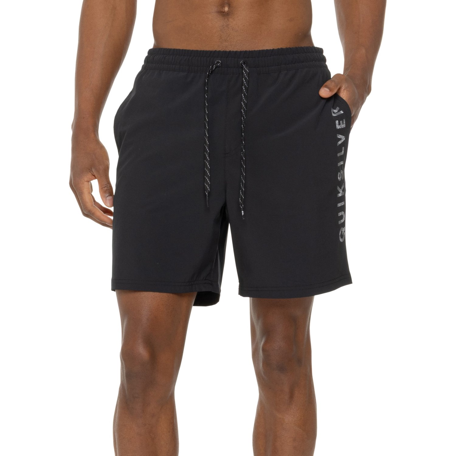(取寄) クイックシルバー ソリッド フィルド ロゴ スイム ショーツ Quiksilver Solid Filled Logo Swim Shorts Black