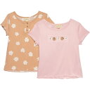 (取寄) ビトウィーン ビッグ ガールズ リブド フローラル シャツ - 2-パック, ショート スリーブ Btween Big Girls Ribbed Floral Shirts - 2-Pack, Short Sleeve Crystal Pink(4)