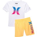 (取寄) ハーレー リトル ボーイズ スイム シャツ アンド ショーツ セット - Upf 50以上, ショート スリーブ Hurley Little Boys Swim Shirt and Shorts Set - UPF 50+, Short Sleeve White