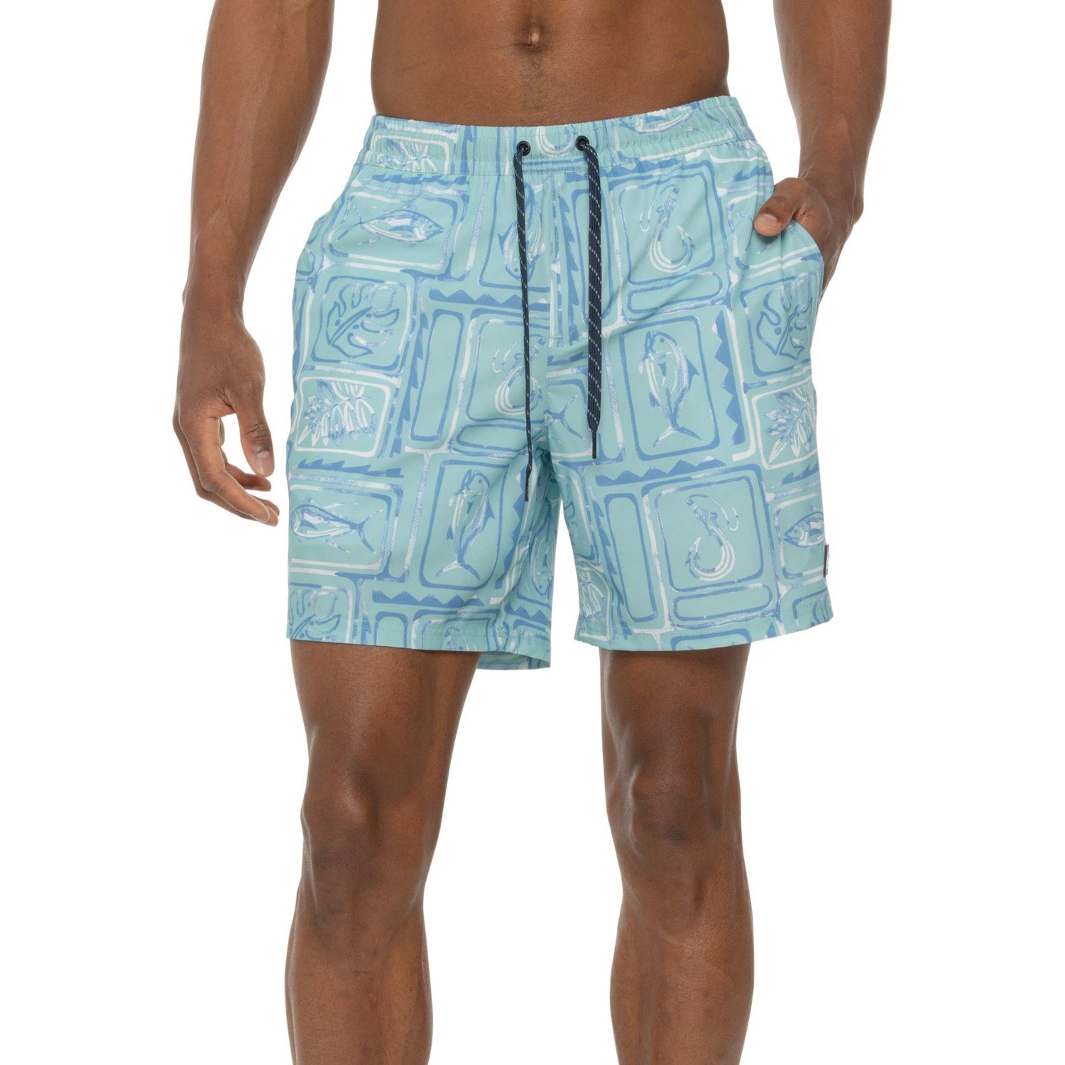 (取寄) クイックシルバー ティキ プリント スイム ショーツ - 17インチ Quiksilver Tiki Print Swim Shorts - 17” Jade Grey