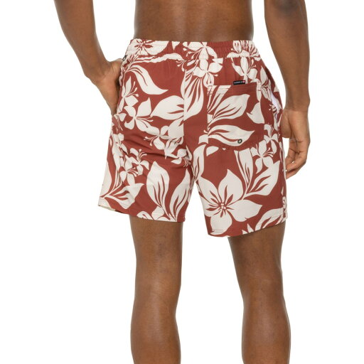 (取寄) クイックシルバー ハミルトン ハイビスカス プリント ボレー スイム ショーツ Quiksilver Hamilton Hibiscus Print Volley Swim Shorts Rust