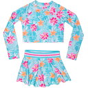 (取寄) バナナボート トドラー ガールズ フローラル ラッシュ ガード アンド スイム スカート セット - ロング スリーブ Banana Boat Toddler Girls Floral Rash Guard and Swim Skirt Set - Long Sleeve Blue
