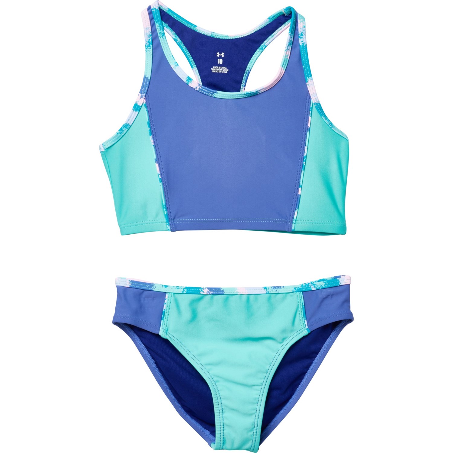 (取寄) アンダーアーマー ビッグ ガールズ カラーブロック ミッドキニ タンキニ セット - Upf 50 Under Armour Big Girls Color-Block Midkini Tankini Set - UPF 50 Starlight
