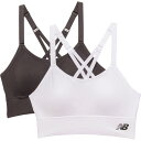 (取寄) ニューバランス シームレス コア ストラップ バック スポーツ ブラ - ミディアム インパクト, 2-パック New Balance Seamless Core Strappy Back Sports Bras - Medium Impact, 2-Pack Black/White(4)